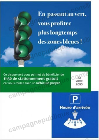 Disque de stationnement cartonné de couleur bleue - Feu Vert